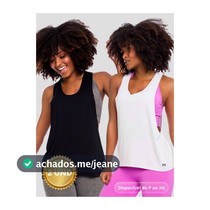 Kit 2 Regatas Femininas Cavada Preta e Branco Lisa Básica Massam Fitness