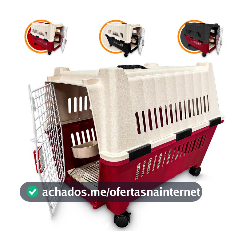 Caixa De Transporte Com Rodinhas cachorro Porte Médio No 4 Bandeja Sanitário E Bebedouro