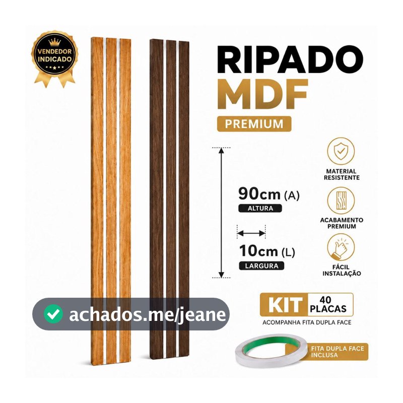 KIT Até 40 Ripado Grande 90X10CM Placas Decorativas Para Parede Painel Ripado MDF