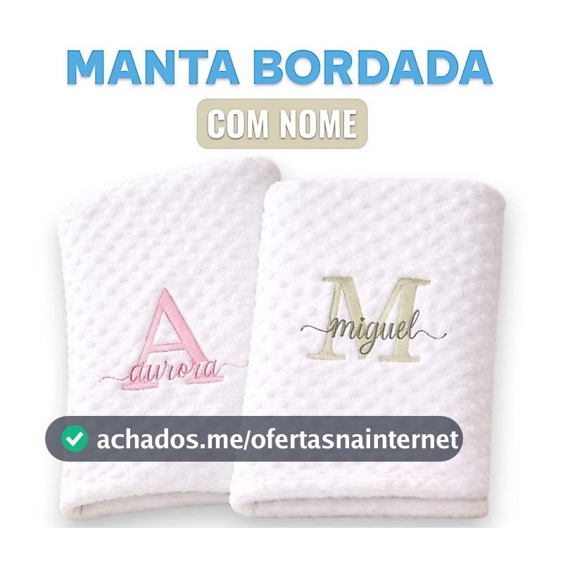 Manta Cobertor Cobertinha Berço Pipoquinha Personalizado Bordado Confortável com nome do bebê Manta Antialérgica