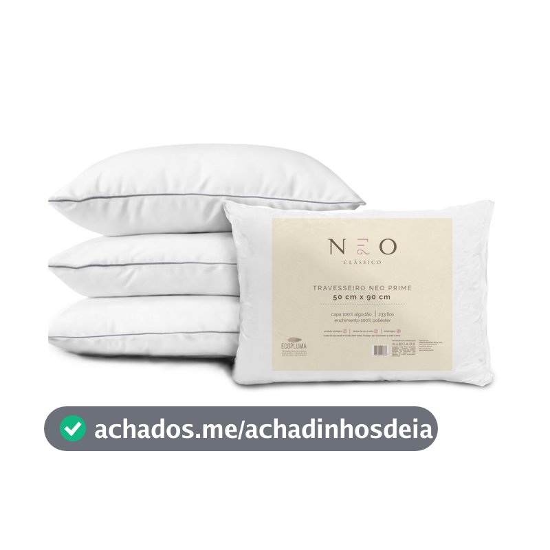 Travesseiro Neo Prime Ecopluma 233 Fios 50x90cm – Branco - Camesa