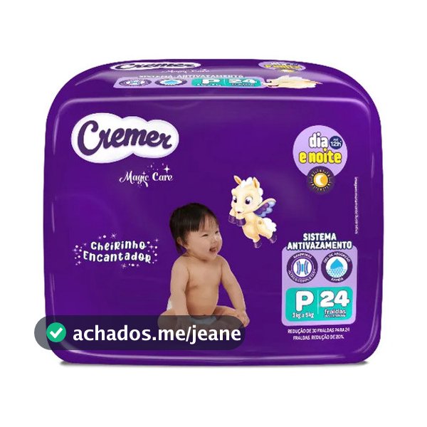 Fralda Cremer Jumbo P 24 Unidades