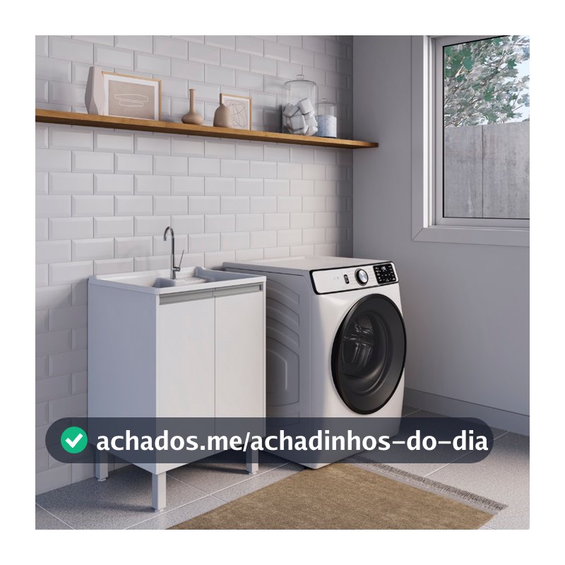 Tanque Plástico 30L Lavar Roupas Lavanderia Esfregadeira Lateral Armário Gabinete  100% MDF  Montado