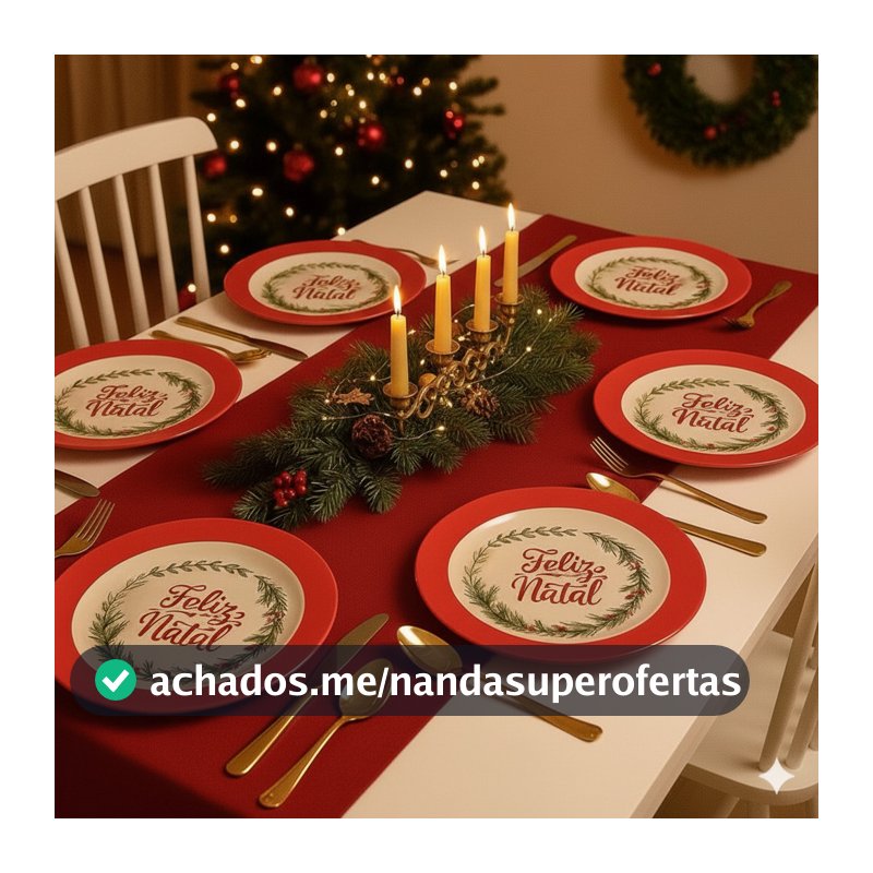 Kit 6 Pratos Redondos Natal 27,5cm Melamina Vermelho Ou Verde Jantar Ceia Festas Decoração Natalina