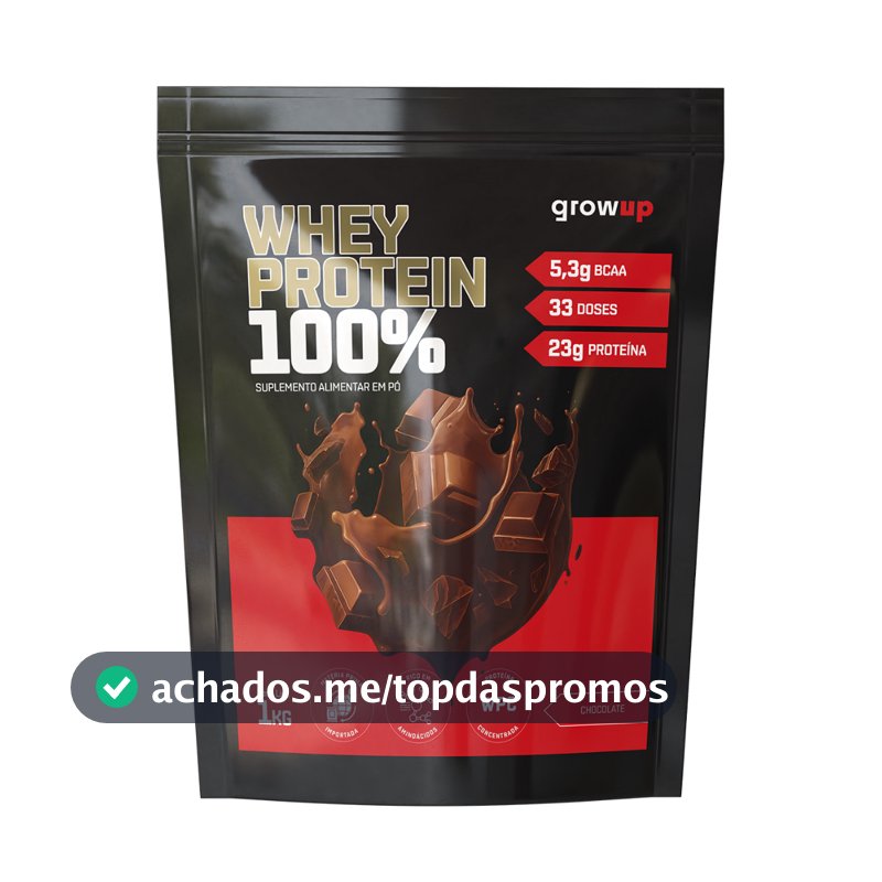 100% Whey Protein Concentrado Refil 1kg Growup - WPC - Proteína Concentrada - Rende 33 doses