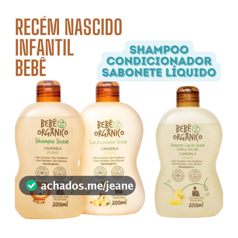 Kit Banho Shampoo de Bebê + Condicionador + Sabonete líquido - Recém nascido - Infantil Bebe 600 ml
