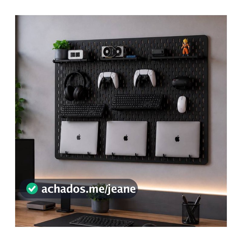 Pegboard G Premium Mdf Setup Gamer Home Office  Preto
