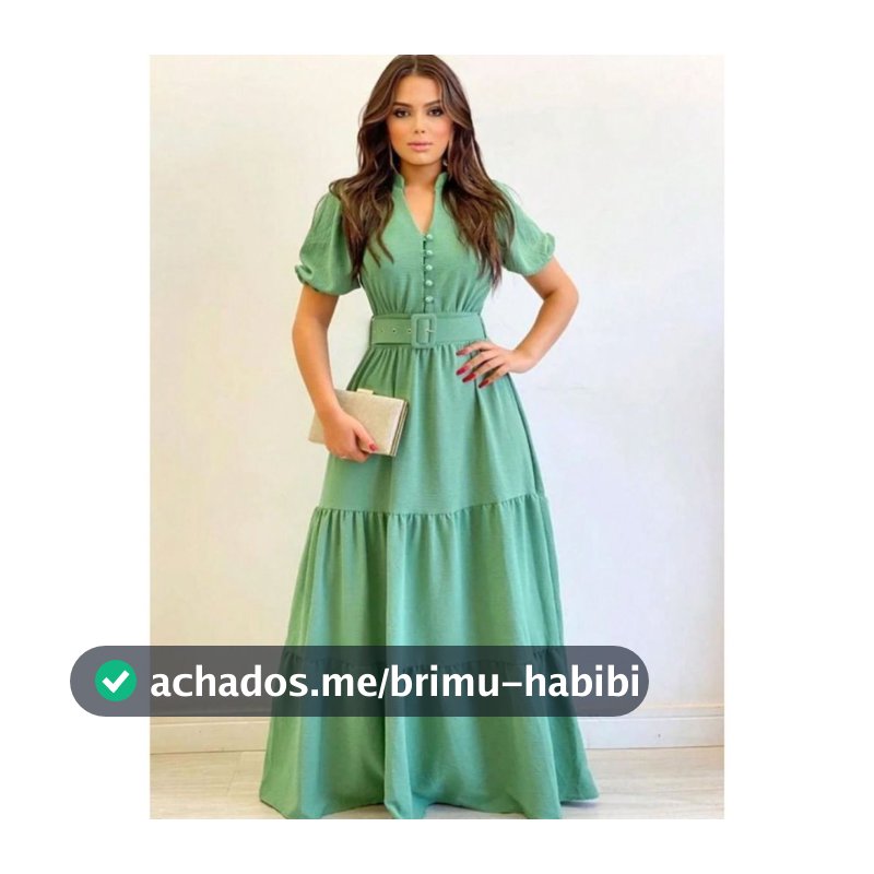 Vestido Longo Modelo Todo Em Duna Decote Botões Com Cinto