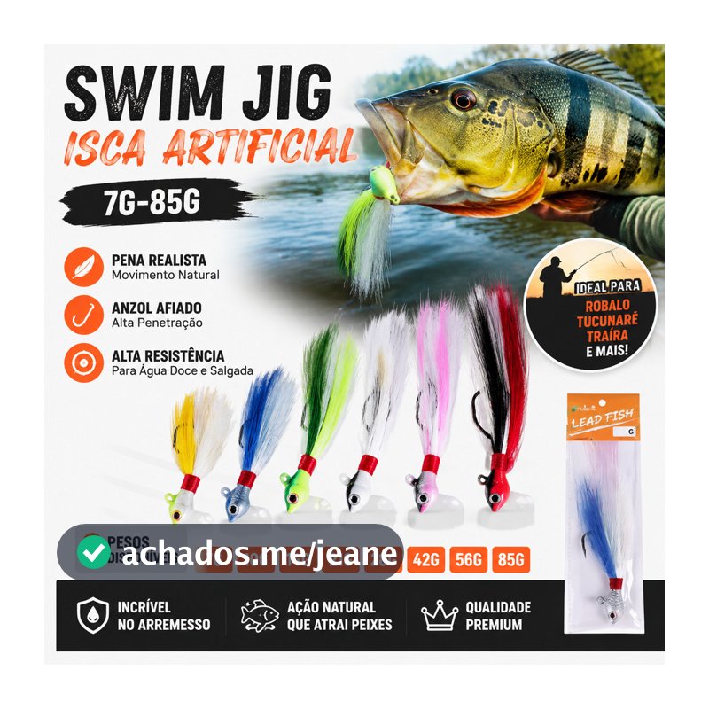 Isca Artificial Swim Jig com Pena 7g 10g 14g 21g 28g 42g 56g 85g Pesca Robalo Tucunaré Traíra， Hengjia