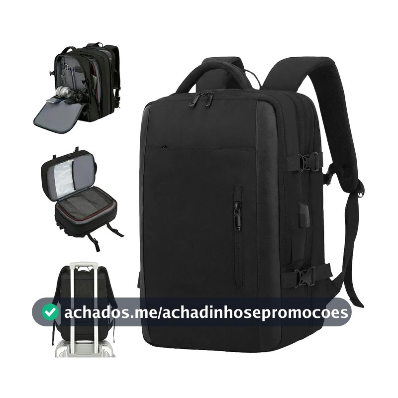 Mochila de Viagem Masculina e Feminina Impermeável e Reforçada com Compartimento para Notebook