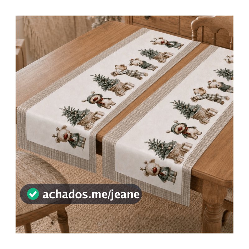 Kit 2 Caminhos de Mesa Natal1.30 X0.50 – Decoração P/ sua Ceia de Natal, Enfeites de Natal, Cozinha