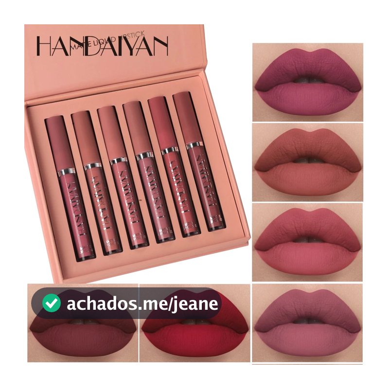 6 Peças Batom Fosco Conjunto Líquido À Prova D'água Feminino Longo Prazo Nude Matiz Labial 2.5ml  6