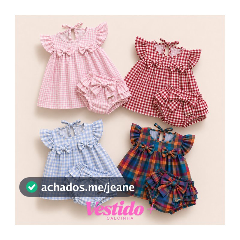 Vestido E Calcinha Xadrez Conjunto de Vestido Para Bebes Estampa