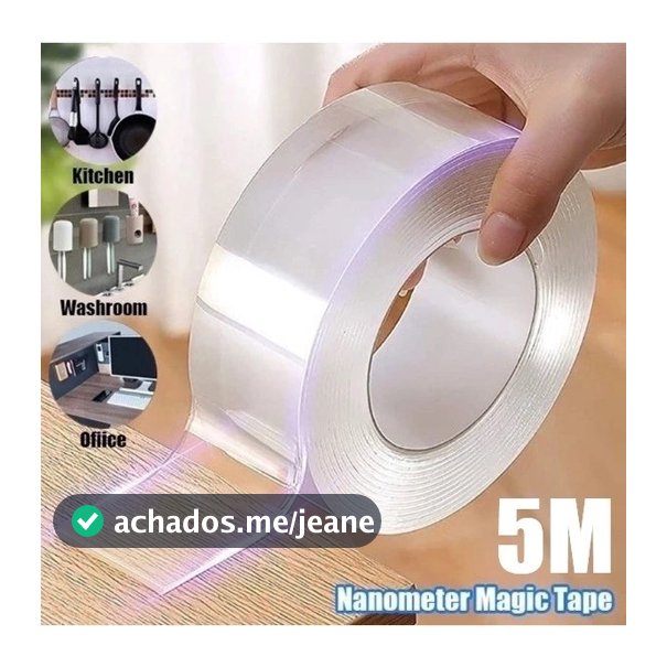 1/2 Fita Dupla Face Extra Forte Transparente NanoGel Silicone Adesiva Cola na Parede Móvel Porta