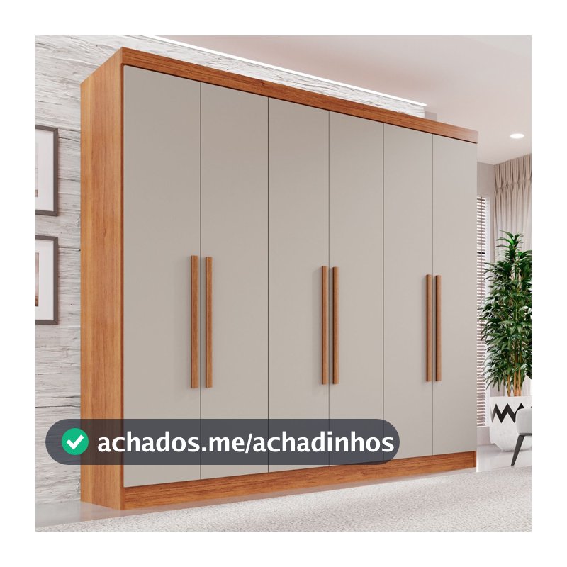 Guarda-roupa Casal 6 Portas 2 Gavetas França Cinamomo/Off White
