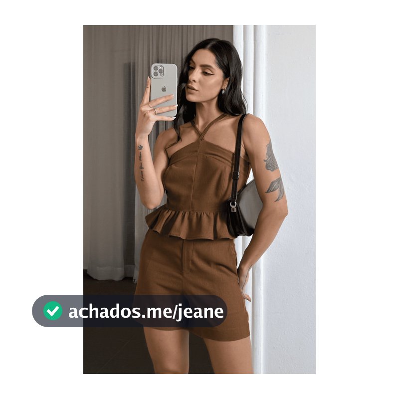 Conjunto Linho Feminino Blusa Cropped Babado E Short Chic