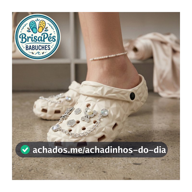 Babuche EVA Casual Leve Confortável Antiderrapante com Acessórios Elegantes Textura Diamante 3D