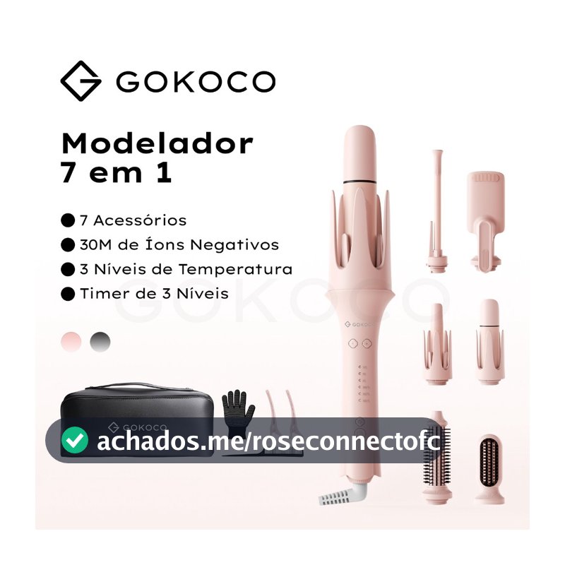 GOKOCO 7 em 1 Modelador de Cachos Multifuncional íons negativos cria diversos estilos de cachos Design bivolt