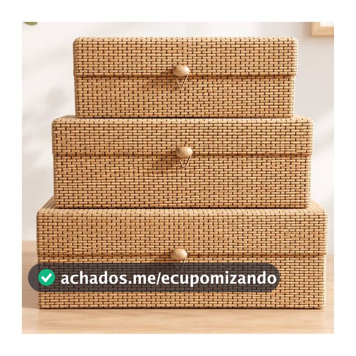 Kit Caixa Organizadora de Bambu com Tampa Organização premium 10010-KIT-C5-POJOTBG