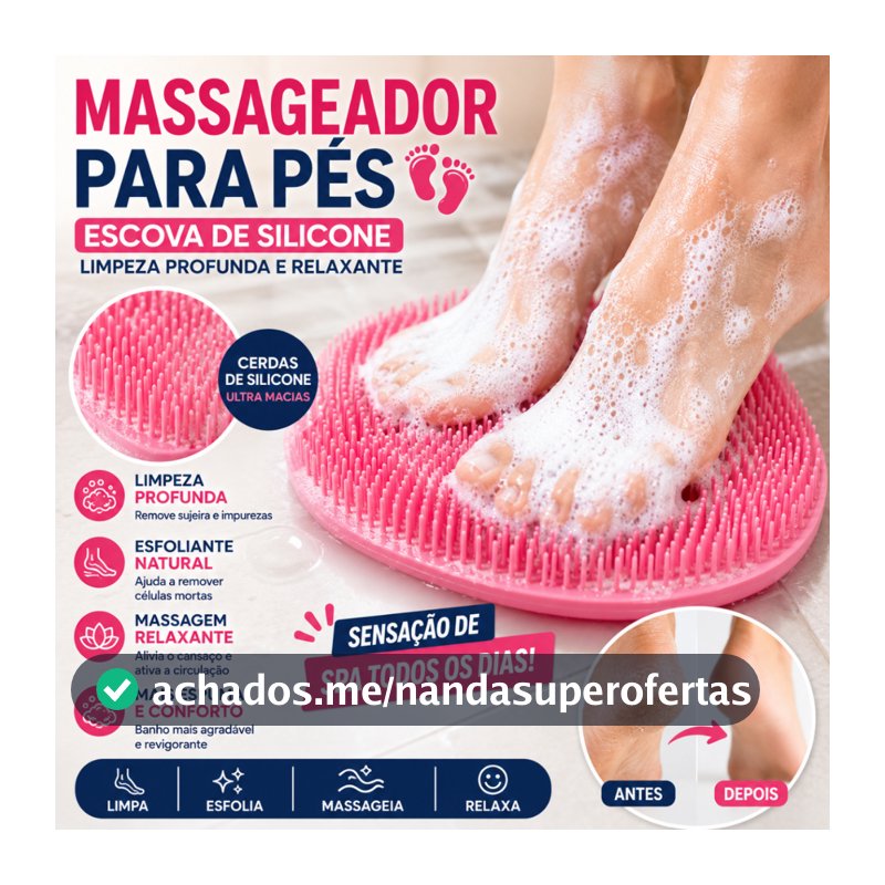 Tapete Massageador e Esfoliante para os Pés com Ventosas Antiderrapante para Banho