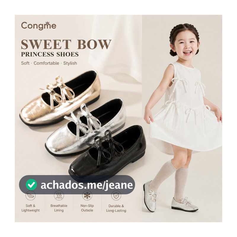 Congme 2-11 Anos Meninas Arco Mary Jane Sapatos Crianças Princesa Apartamentos Macio Couro Do Plutônio Sociais Antiderra