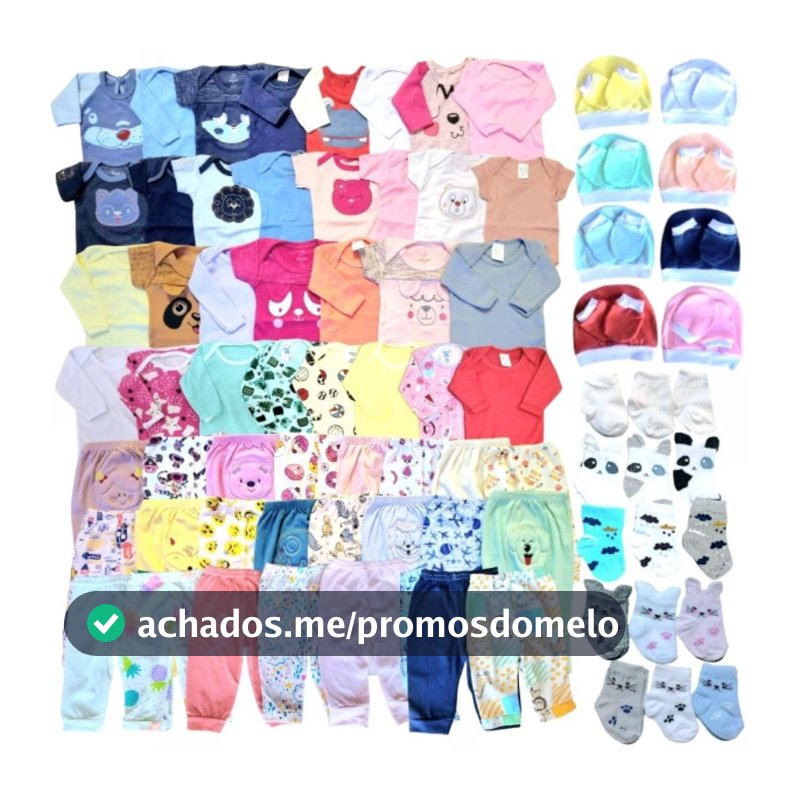 Kit 22 ou 11 peças bebê enxoval em algodão completo