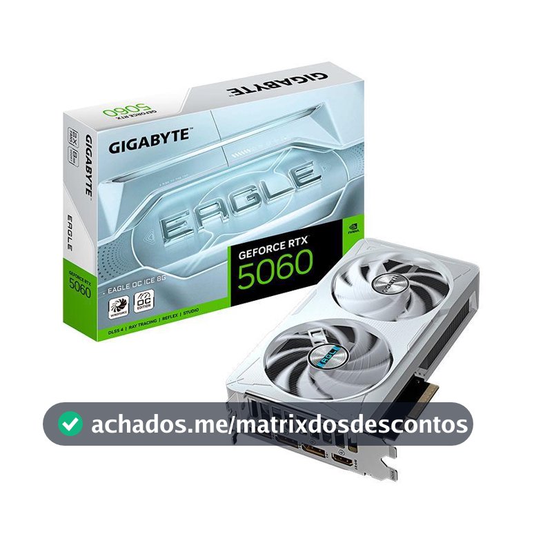 Placa de Video Gigabyte GeForce RTX 5060 Eagle OC Ice, 8GB, GDDR7, 128-bit, GV-N5060EAGLEOC-ICE-8GD