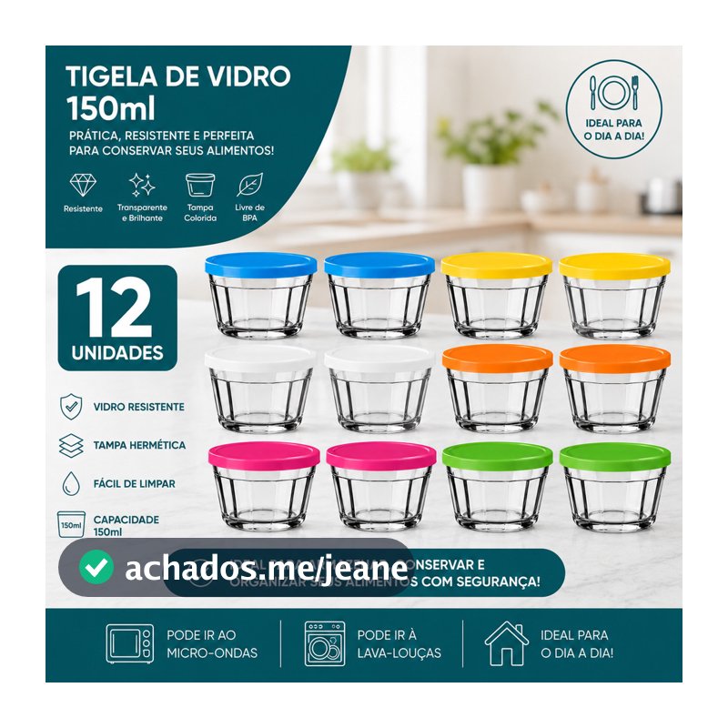 Kit com 12 Tigelas Marinex Americano Com Tampa 150ml - Nadir Figueiredo