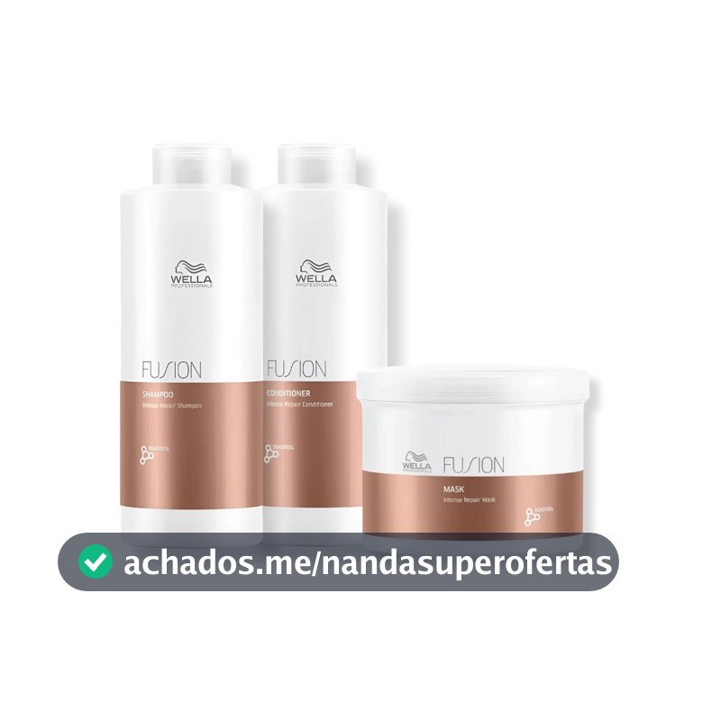 Kit Wella - Shampoo 1L , Condicionador 1L e Máscara 500g Fusion