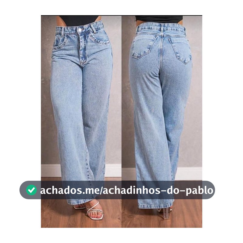 Calça Jeans Feminina Wide Leg Marmorizada Pantalona Cintura Alta Tecido Grosso Elegante Confortável