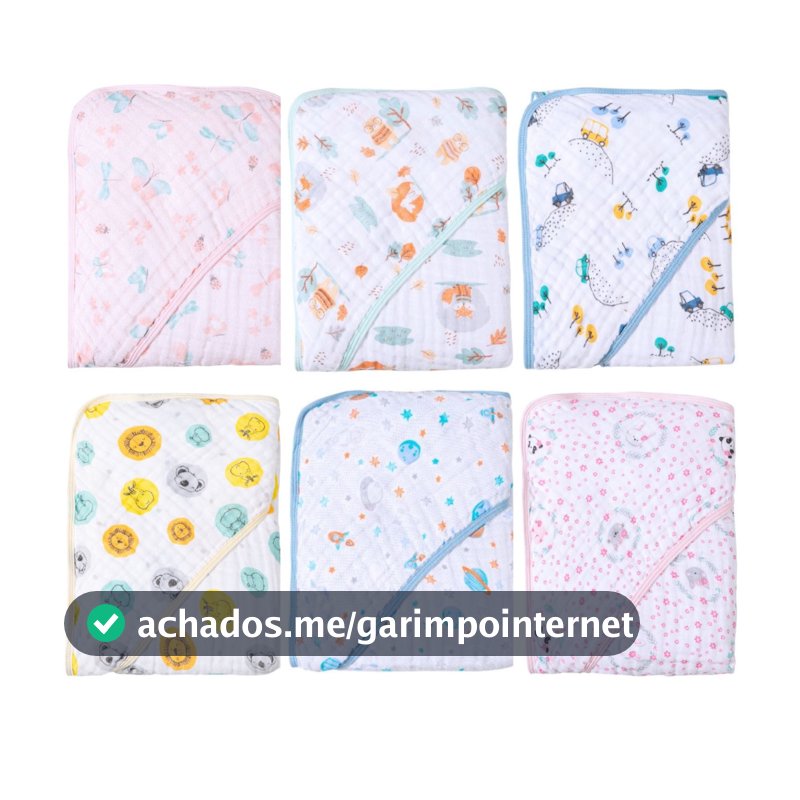 Toalha de Banho Fralda Soft com Capuz para Bebê  OU  Kit com 2, 3 ou 4 Toalhas