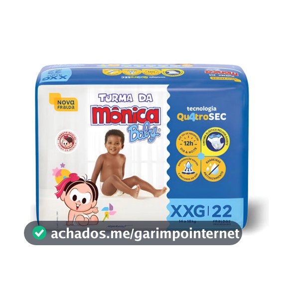 Fralda Infantil Turma Da Mônica Baby Xxg 22 Unidades