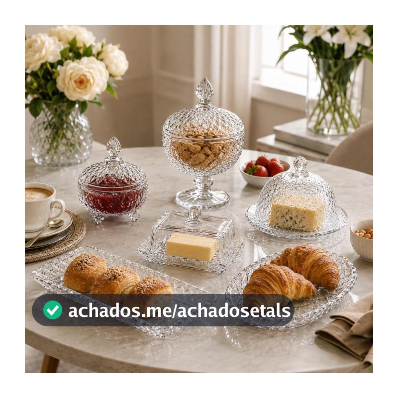 Kit Buongiorno Café da manhã  Vidro Transparente - 6 Peças para Mesa Posta, Café da Manhã, Chá da Tarde, Bombons