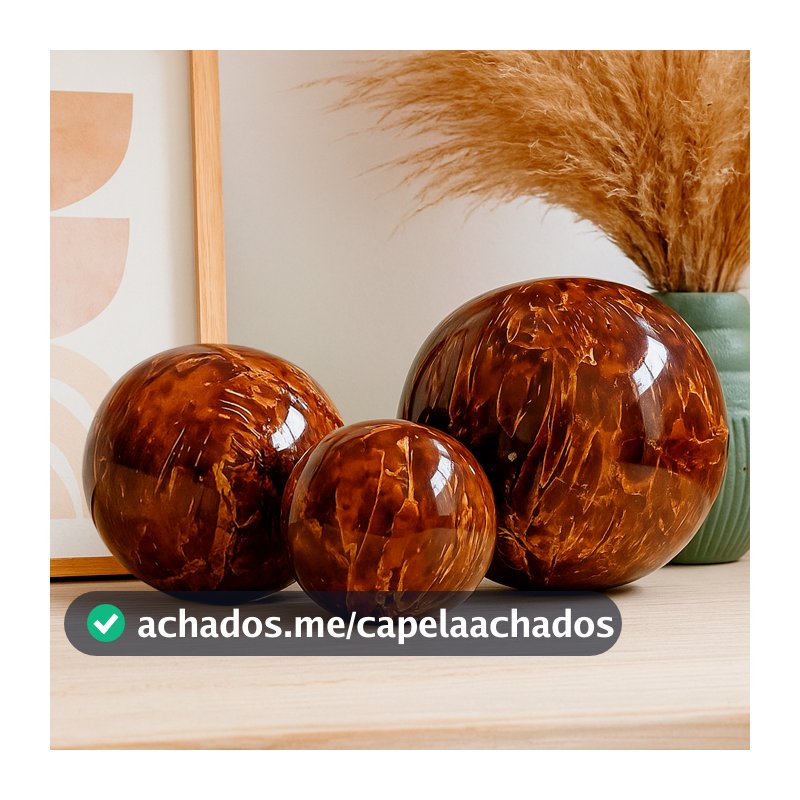 trio de esferas bolas ceramica efeito marmorizado enfeite decoração centro de mesa