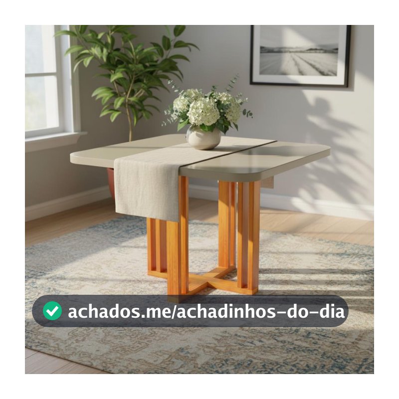 Mesa Paola 90x90 MDF/Vidro Bom Pastor