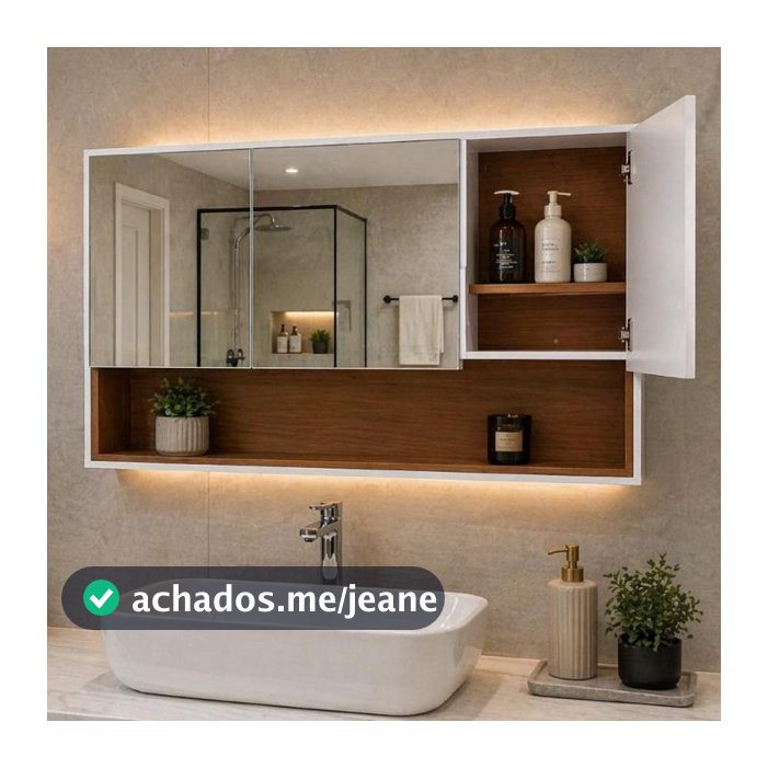 Queridinha da Shopee Armário Espelheira HVN com 2 Espelhos grandes + Nicho Maior da categoria