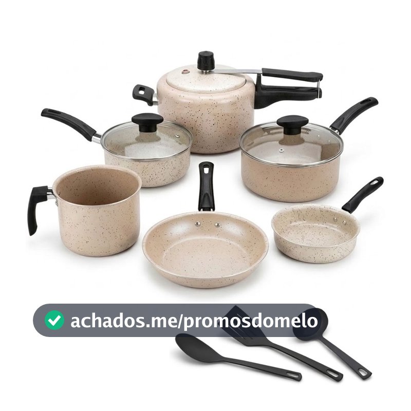 Jogo De 9 Panelas Antiaderente Teflon Com Panela Pressão 2l