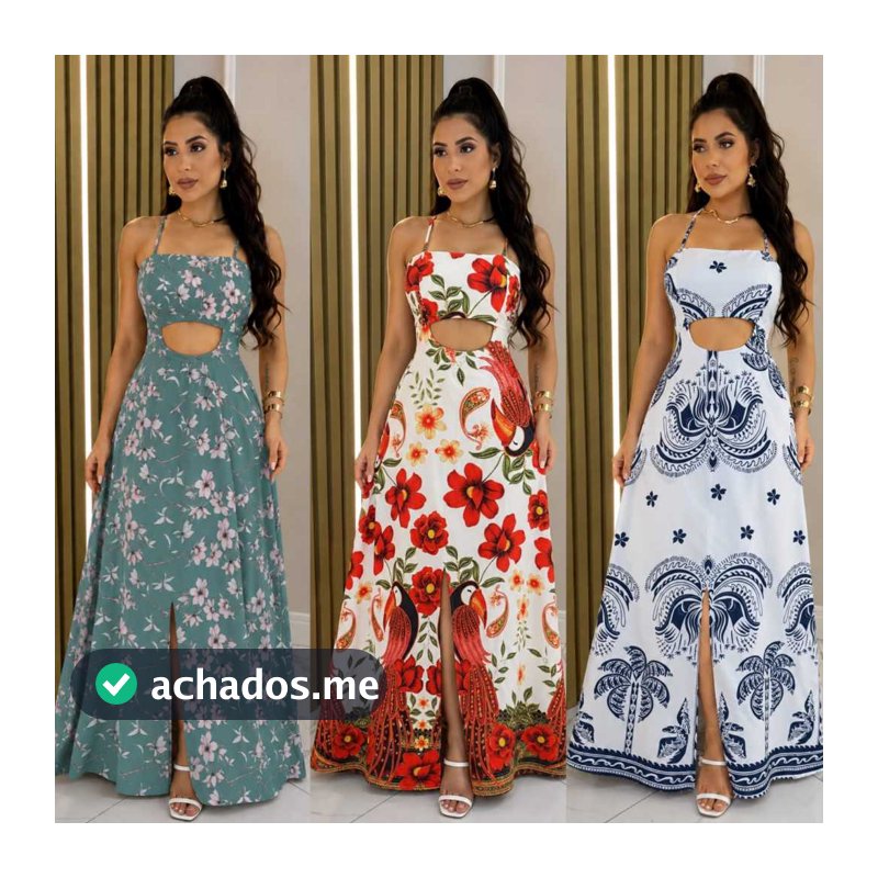 Vestido Longo Com FORO e BOJO, Feminino Com Fenda Variados super confortáveis e leves qualidade e durabilidade