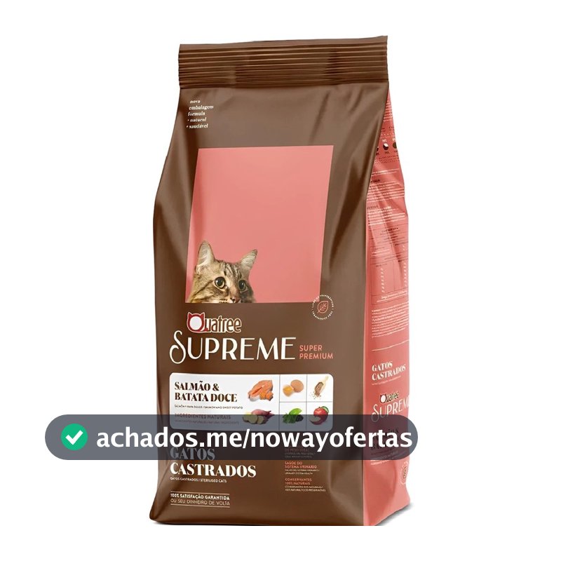 Ração Quatree Supreme Gato Castrado Salmão Batata Doce 10,1kg super premium controle de peso