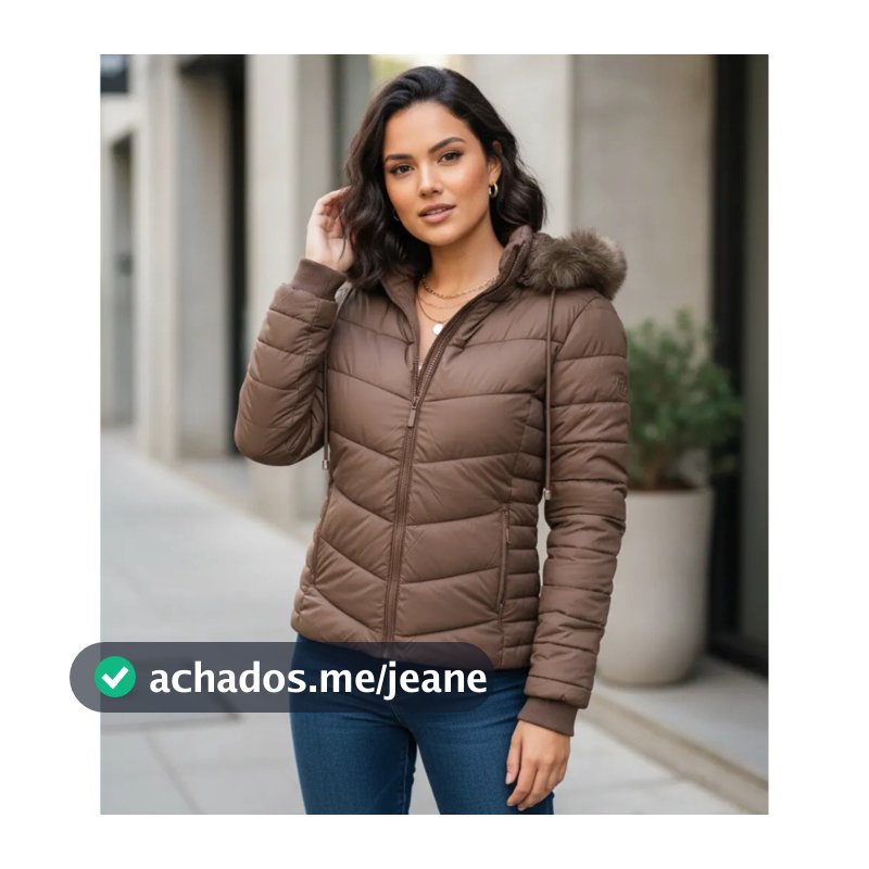 Jaqueta Moda Feminina Puffer Acolchoada Inverno Zíper Luxo