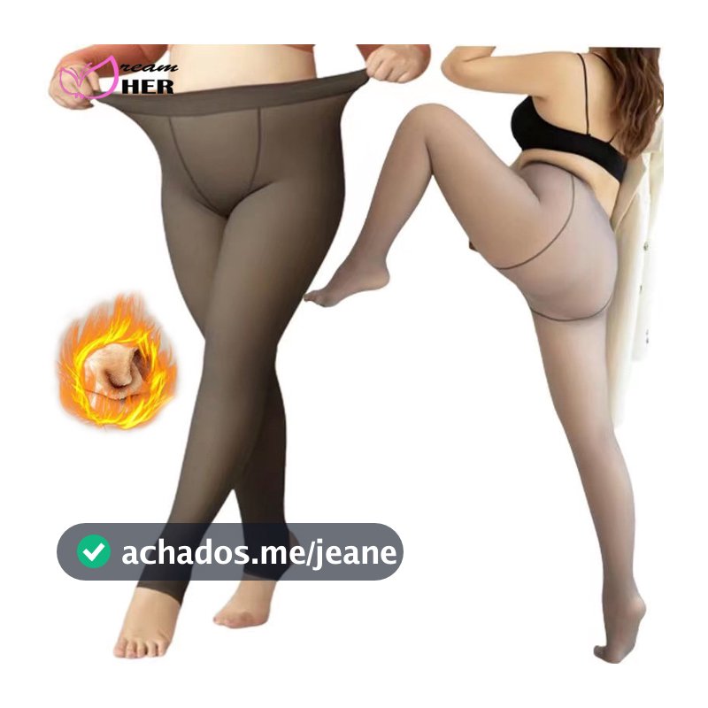 Meia-Calça Térmica 5 cors P-4GG Forrada Peluciada Translúcida de Lã Plus size Legging Grossa Inverno Quente meia calça femininas