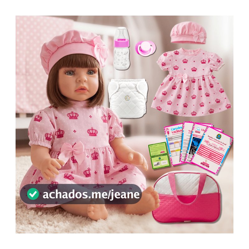 Bebê Reborn Luxo Realista de Silicone Pode Dar Banho Envio Imediato Vestido Rosa