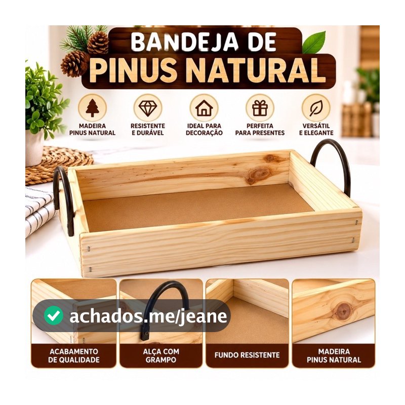 Kit 10 Bandeja Para Café da Manhã M 33x22 Com Alça Retangular Cesta para Presente Bandeja de Madeira Bandeja com Alça