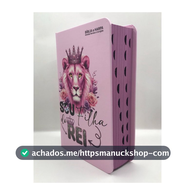 Bíblia Sagrada Tamanho Médio 12,5x19 cm Com Harpa palavras de Jesus em vermelho Leão Filha do Rei