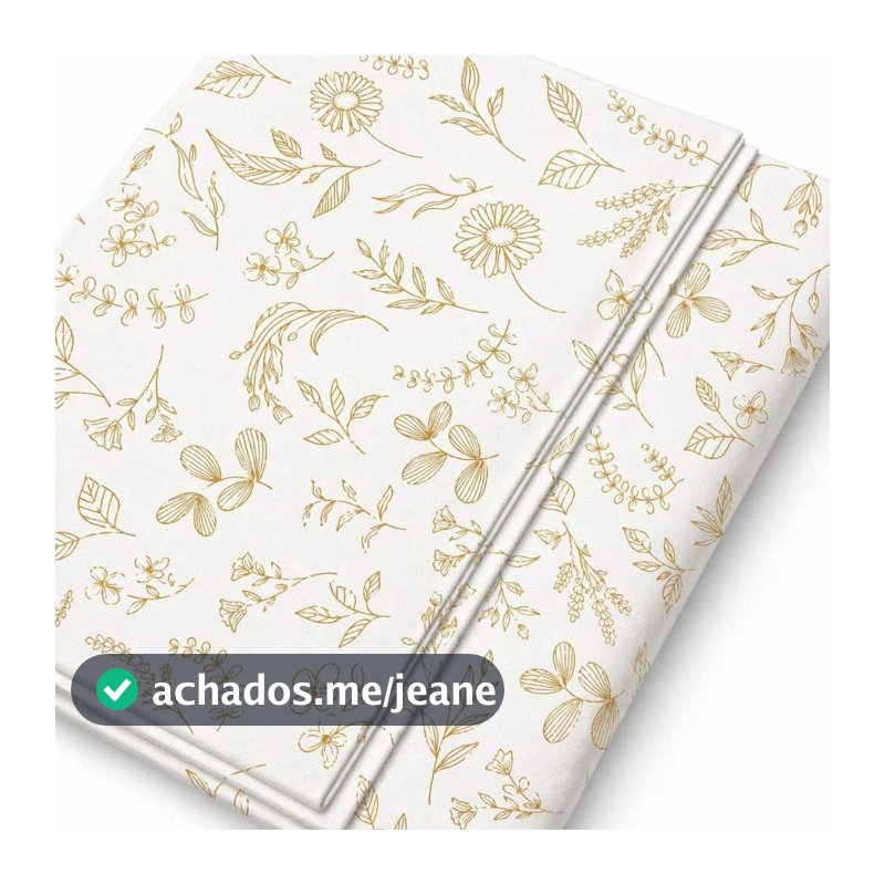 Folhas Papel Seda Premium Floral  Dourado com Toque Macio e Sofisticado Kit 50 e 100 Unidades