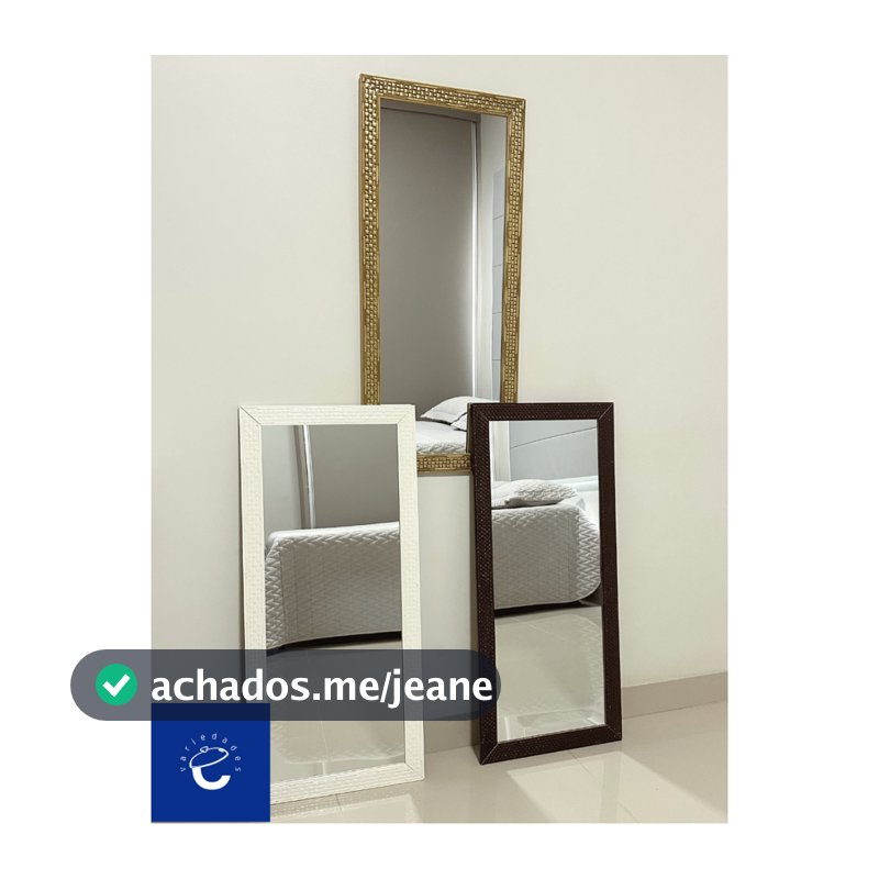 Espelho Decorativo Com Moldura Em Madeira Retangular 40x90 Médio Corpo Inteiro