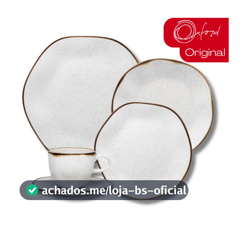 Aparelho de Jantar e Chá Porcelana 20 peças Ryo Maresia Jogo de Pratos e Xícaras Oxford