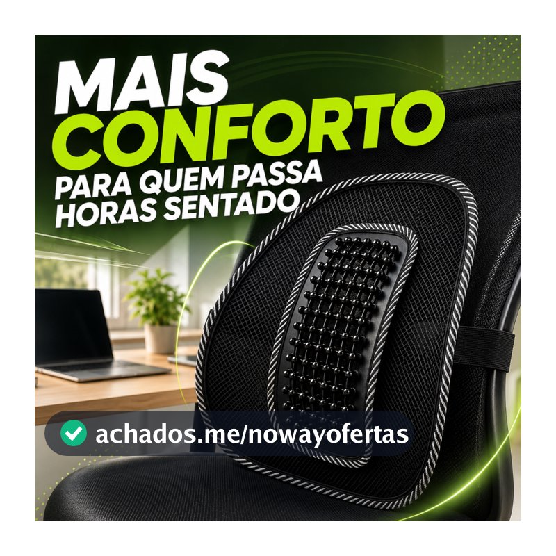 Apoio Lombar Ergonômico para Cadeira Escritório Carro Banco Encosto de Coluna com Tela Mesh Preta