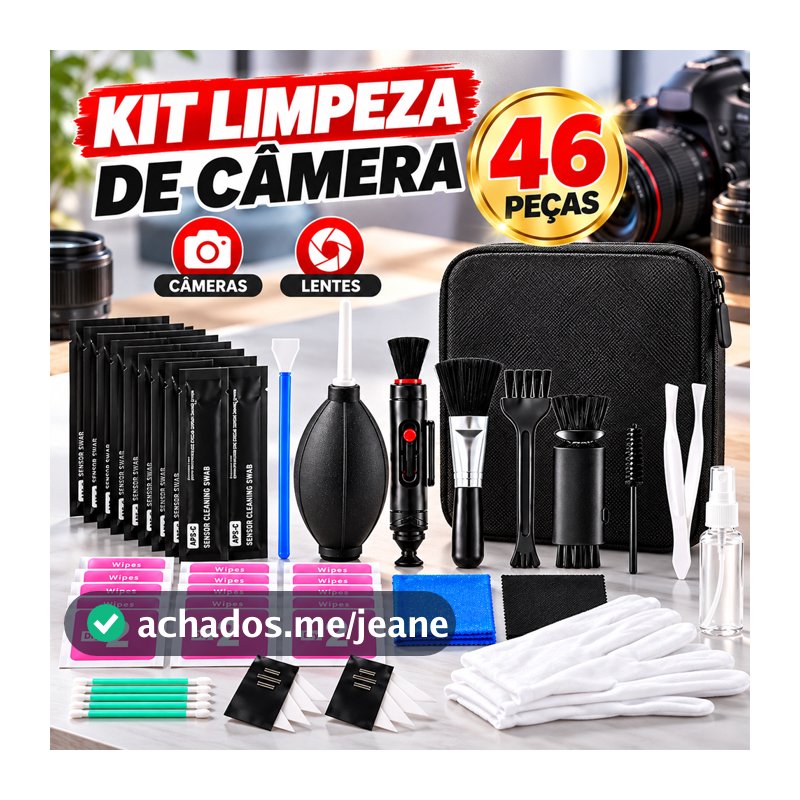 Kit 46 Peças Limpeza de Câmera Profissional para Lente Sensor DSLR Acessórios Fotográficos