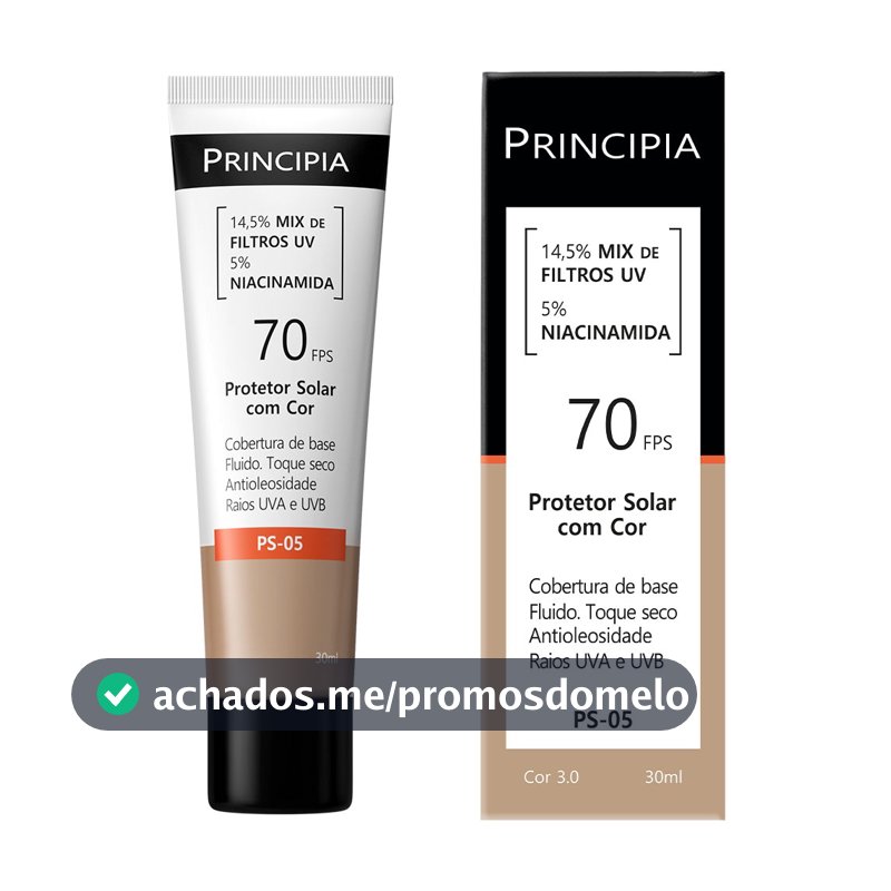 Principia Protetor Solar PS-05 Cor 3.0 c/ 14,5% Mix de Filtros UV + 5% Niacinamida FPS 70 - 30ml